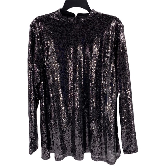 LANE BRYANT SEQUENCE PEWTER PARTY BLOUSE 18W - Picture 2 of 11